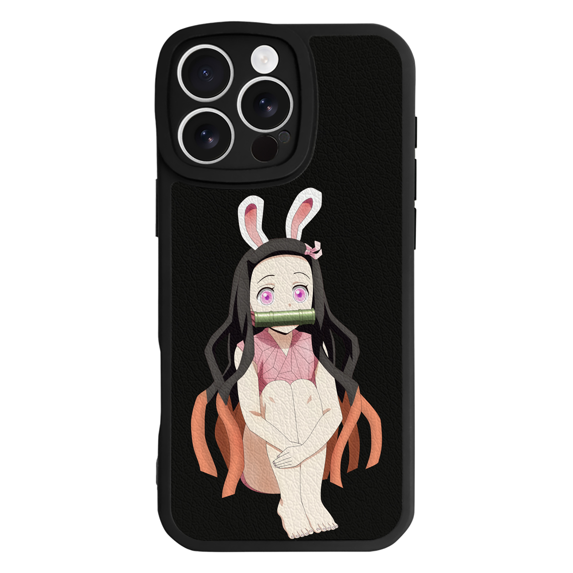 （画像用） 鬼滅の刃（きめつのやいば）竈門 禰󠄀豆子／かまど ねずこ Kamado Nezuko 【iPhone 16シリーズ対応】シリコンスマホケース（レザー調） 材質：シリコン